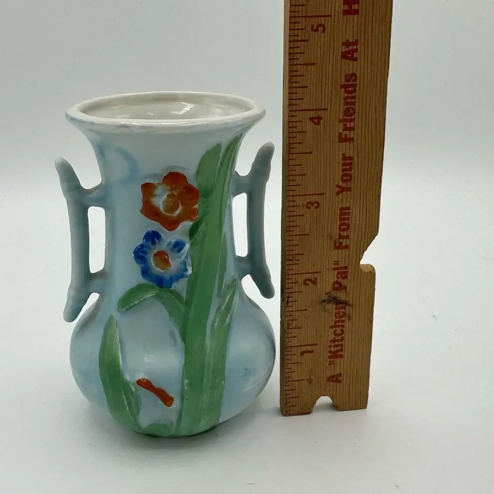 Vtg Trico Hand Painted Nagoya Japan Floral Mini Vase